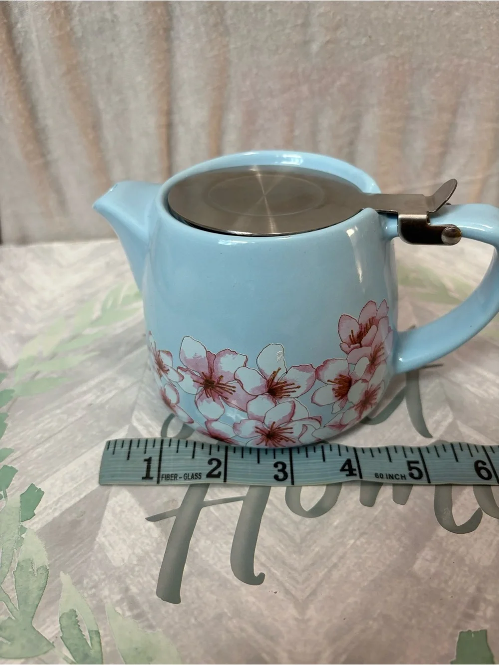 Alfred Blue Cherry Blossom Ceramic Teapot – 20 oz